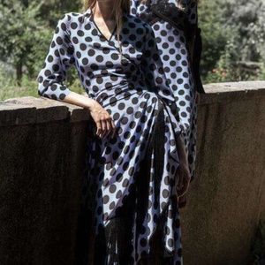 Polka Dot Wrap Top & Fringe Skirt Set